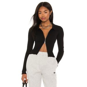 Superdown/Revolve Black Double Zip Sweater Top
